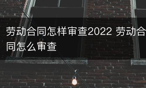 劳动合同怎样审查2022 劳动合同怎么审查