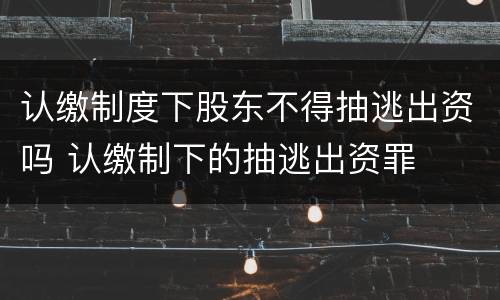 认缴制度下股东不得抽逃出资吗 认缴制下的抽逃出资罪
