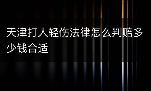 天津打人轻伤法律怎么判赔多少钱合适