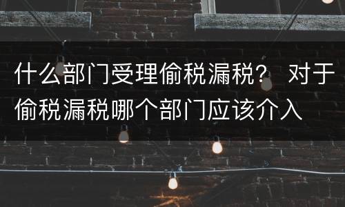 什么部门受理偷税漏税？ 对于偷税漏税哪个部门应该介入