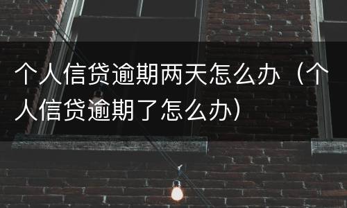 个人信贷逾期两天怎么办（个人信贷逾期了怎么办）