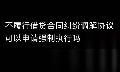 不履行借贷合同纠纷调解协议可以申请强制执行吗