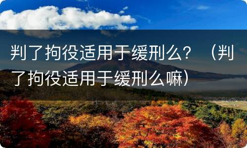 判了拘役适用于缓刑么？（判了拘役适用于缓刑么嘛）
