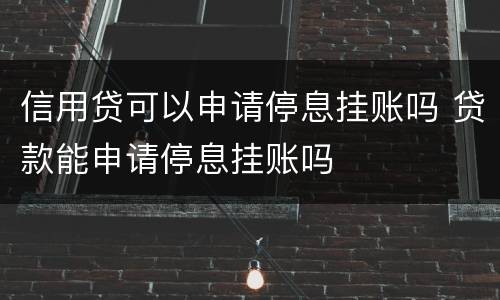 信用贷可以申请停息挂账吗 贷款能申请停息挂账吗