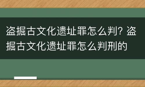 盗掘古文化遗址罪怎么判? 盗掘古文化遗址罪怎么判刑的