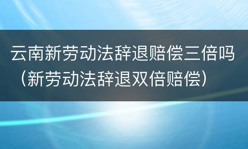 云南新劳动法辞退赔偿三倍吗（新劳动法辞退双倍赔偿）