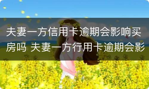 夫妻一方信用卡逾期会影响买房吗 夫妻一方行用卡逾期会影响买房首付吗?