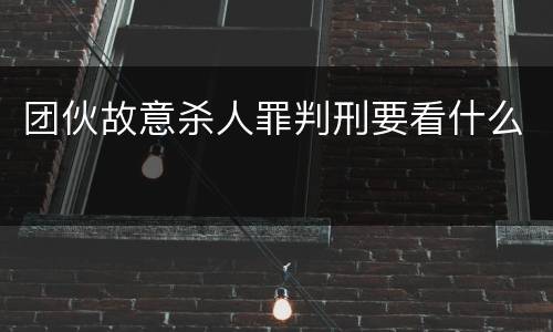 团伙故意杀人罪判刑要看什么