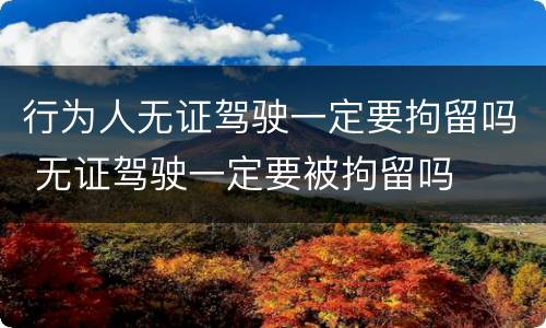 行为人无证驾驶一定要拘留吗 无证驾驶一定要被拘留吗