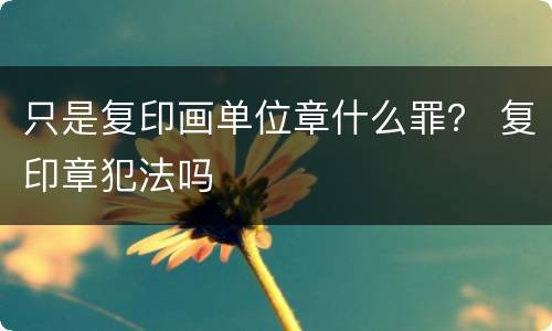 只是复印画单位章什么罪？ 复印章犯法吗