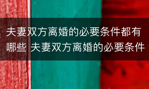 夫妻双方离婚的必要条件都有哪些 夫妻双方离婚的必要条件都有哪些呢