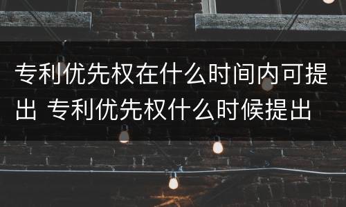 专利优先权在什么时间内可提出 专利优先权什么时候提出