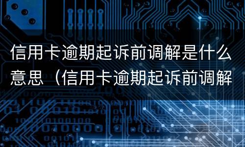 信用卡逾期起诉前调解是什么意思（信用卡逾期起诉前调解是什么意思呀）