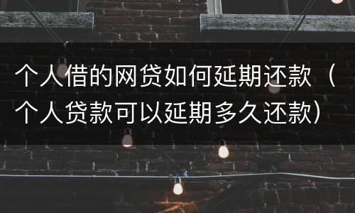 个人借的网贷如何延期还款（个人贷款可以延期多久还款）