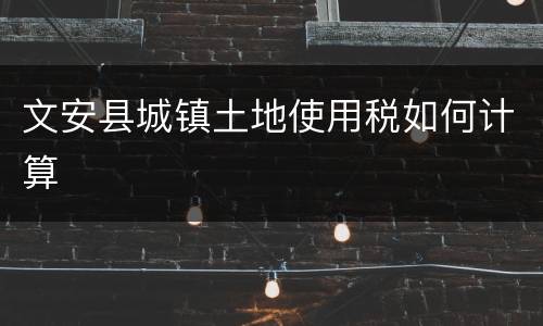 文安县城镇土地使用税如何计算