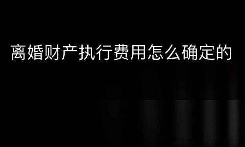 离婚财产执行费用怎么确定的