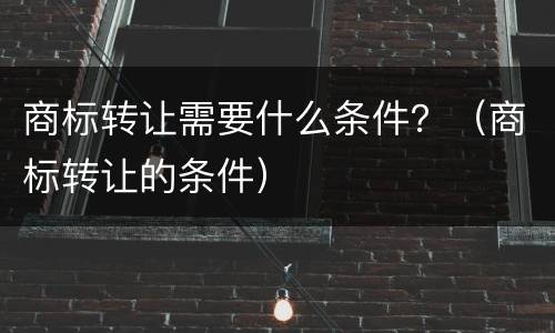 商标转让需要什么条件？（商标转让的条件）