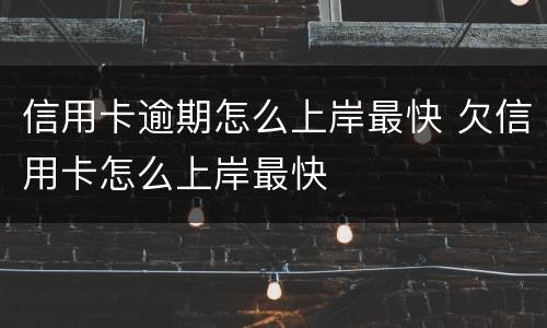 信用卡逾期怎么上岸最快 欠信用卡怎么上岸最快