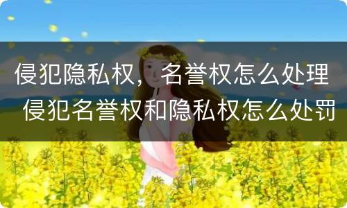 侵犯隐私权，名誉权怎么处理 侵犯名誉权和隐私权怎么处罚