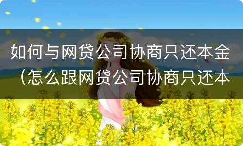 如何与网贷公司协商只还本金（怎么跟网贷公司协商只还本金）