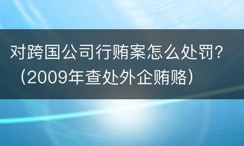 对跨国公司行贿案怎么处罚？（2009年查处外企贿赂）