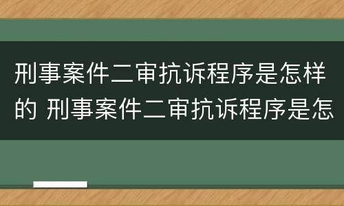 刑事案件二审抗诉程序是怎样的 刑事案件二审抗诉程序是怎样的呢