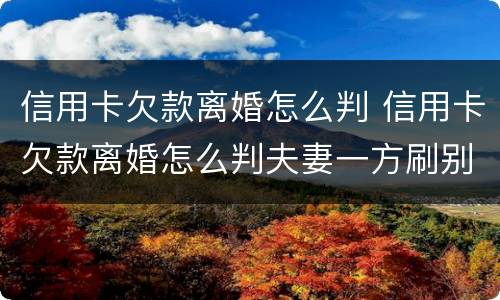 信用卡欠款离婚怎么判 信用卡欠款离婚怎么判夫妻一方刷别人信用卡被起诉