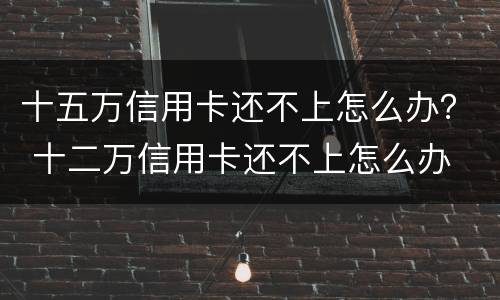 十五万信用卡还不上怎么办？ 十二万信用卡还不上怎么办