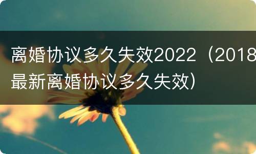离婚协议多久失效2022（2018最新离婚协议多久失效）