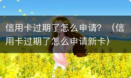 信用卡过期了怎么申请？（信用卡过期了怎么申请新卡）