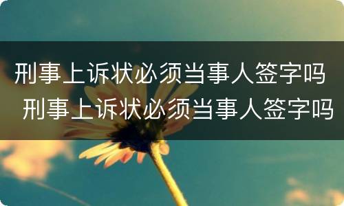刑事上诉状必须当事人签字吗 刑事上诉状必须当事人签字吗法院