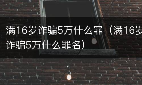 满16岁诈骗5万什么罪（满16岁诈骗5万什么罪名）