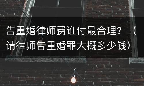 告重婚律师费谁付最合理？（请律师告重婚罪大概多少钱）