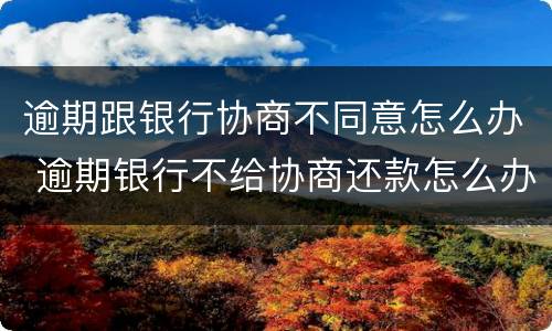 逾期跟银行协商不同意怎么办 逾期银行不给协商还款怎么办