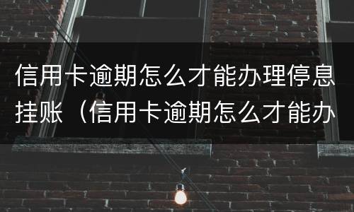 信用卡逾期怎么才能办理停息挂账（信用卡逾期怎么才能办理停息挂账业务）