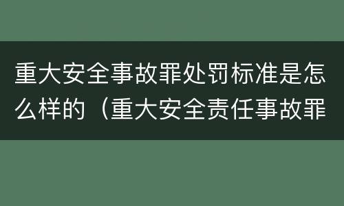 重大安全事故罪处罚标准是怎么样的（重大安全责任事故罪标准）