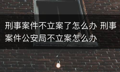 刑事案件不立案了怎么办 刑事案件公安局不立案怎么办