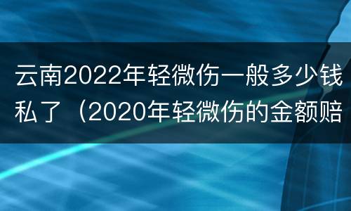 云南2022年轻微伤一般多少钱私了（2020年轻微伤的金额赔偿标准）