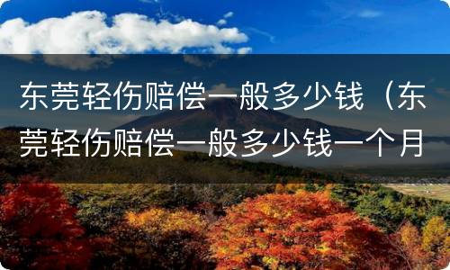 东莞轻伤赔偿一般多少钱（东莞轻伤赔偿一般多少钱一个月）
