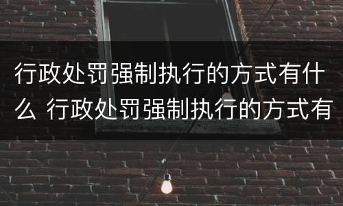 行政处罚强制执行的方式有什么 行政处罚强制执行的方式有什么影响