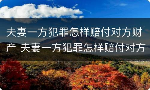 夫妻一方犯罪怎样赔付对方财产 夫妻一方犯罪怎样赔付对方财产呢