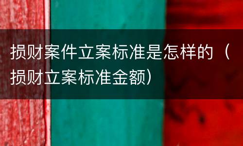 损财案件立案标准是怎样的（损财立案标准金额）