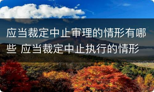 应当裁定中止审理的情形有哪些 应当裁定中止执行的情形