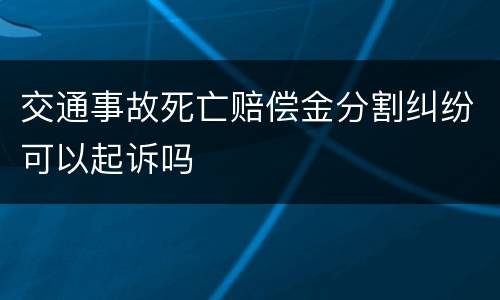 交通事故死亡赔偿金分割纠纷可以起诉吗