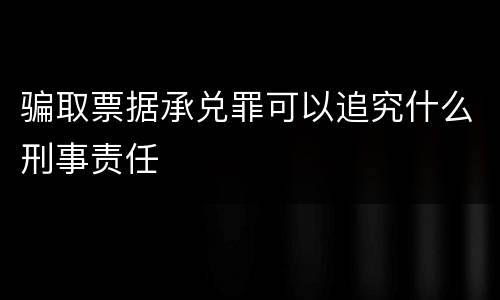 骗取票据承兑罪可以追究什么刑事责任