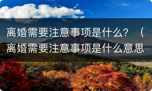 离婚需要注意事项是什么？（离婚需要注意事项是什么意思）