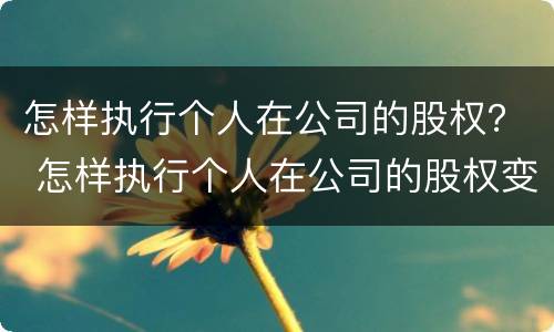 怎样执行个人在公司的股权？ 怎样执行个人在公司的股权变更