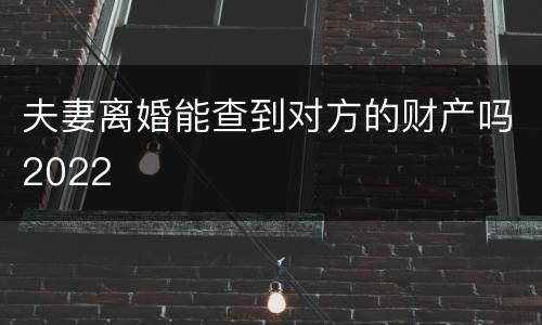 夫妻离婚能查到对方的财产吗2022