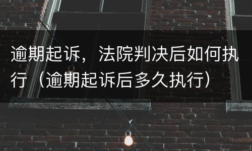 逾期起诉，法院判决后如何执行（逾期起诉后多久执行）