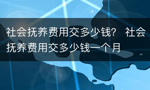 社会抚养费用交多少钱？ 社会抚养费用交多少钱一个月